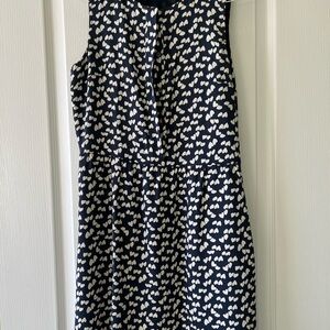 J. Crew Navy and White Midi Dress